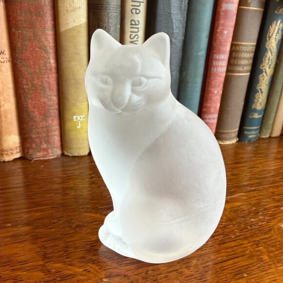 1985 Swedish Frosted Art Glass Cat - Picture 3 of 15
